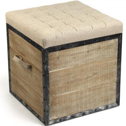 Wood and Metal Crate Ottoman - Belle Escape