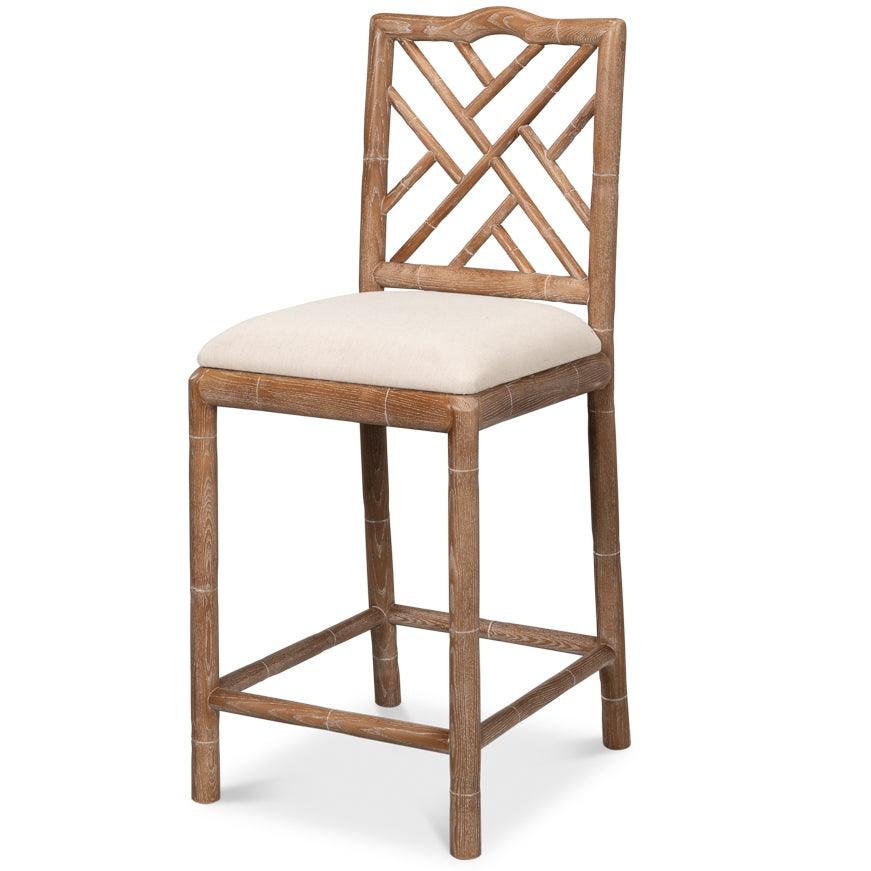 Wood Carved Bamboo Counter Stool - Belle Escape