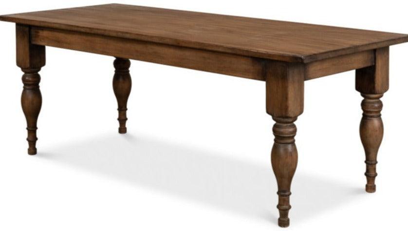 Wood Stained Farmhouse Dining Table - Belle Escape