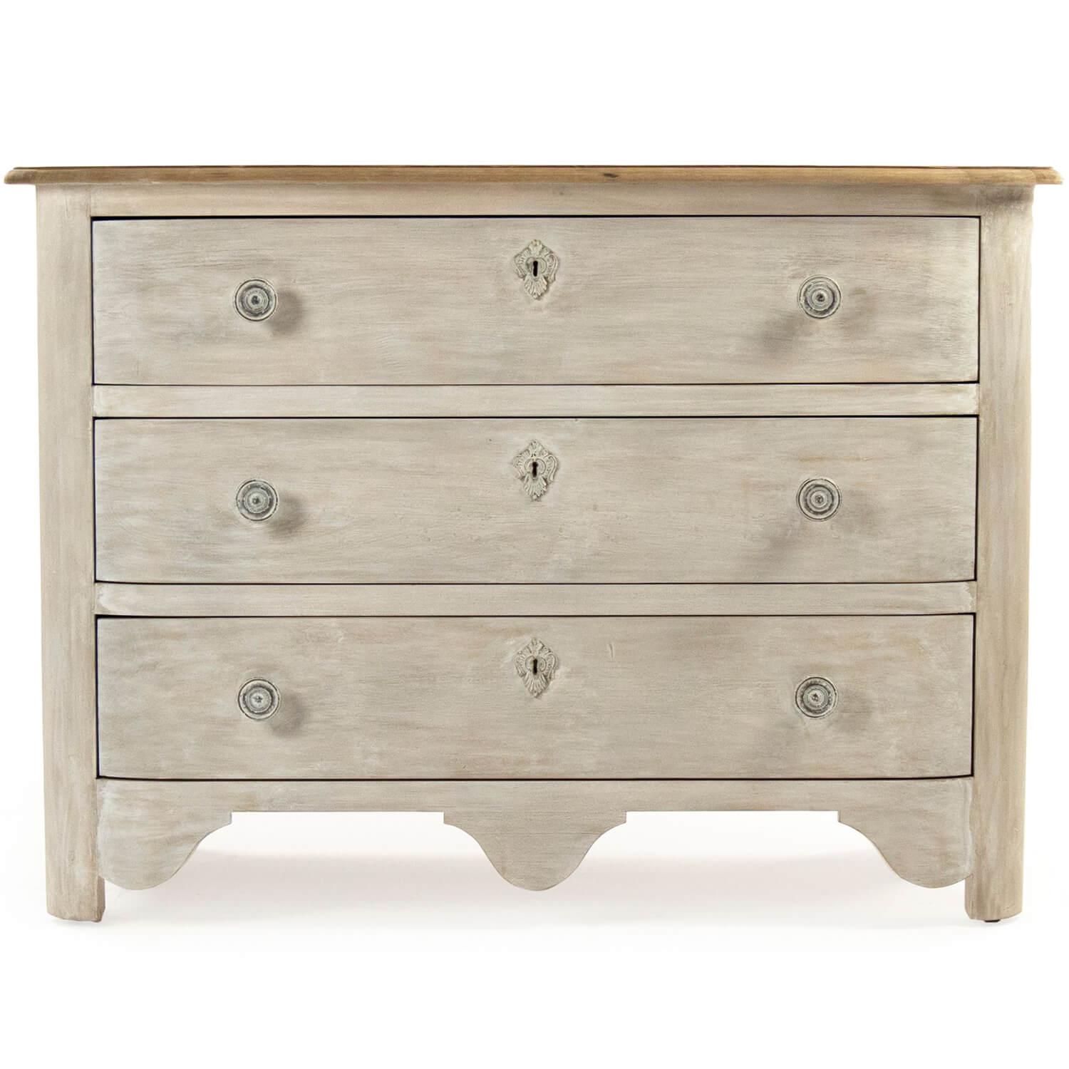 Wood Top Cream French Country Chest - Belle Escape