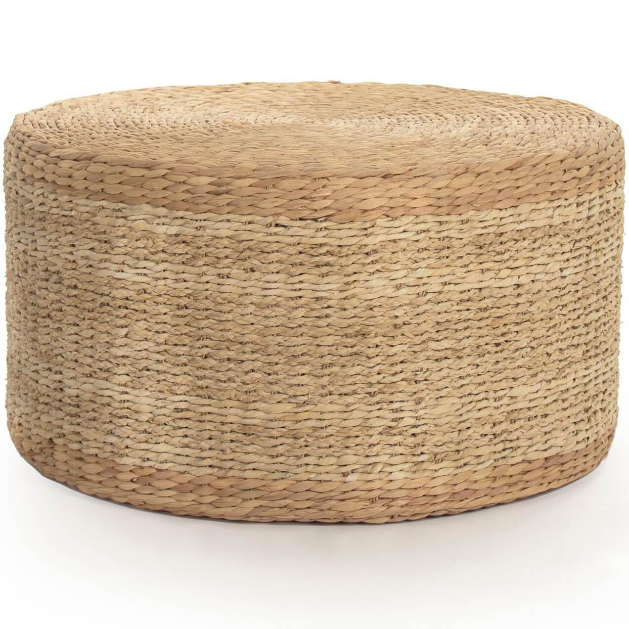 Woven Seagrass Ottoman - Belle Escape