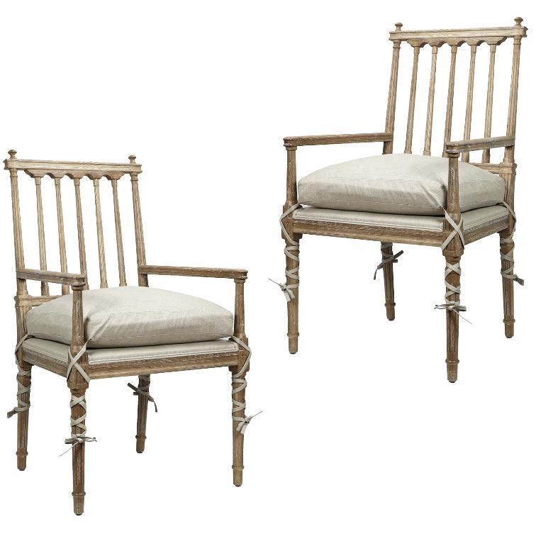 Pillowtop Ballet Tie Dining Armchairs - Pair - Belle Escape