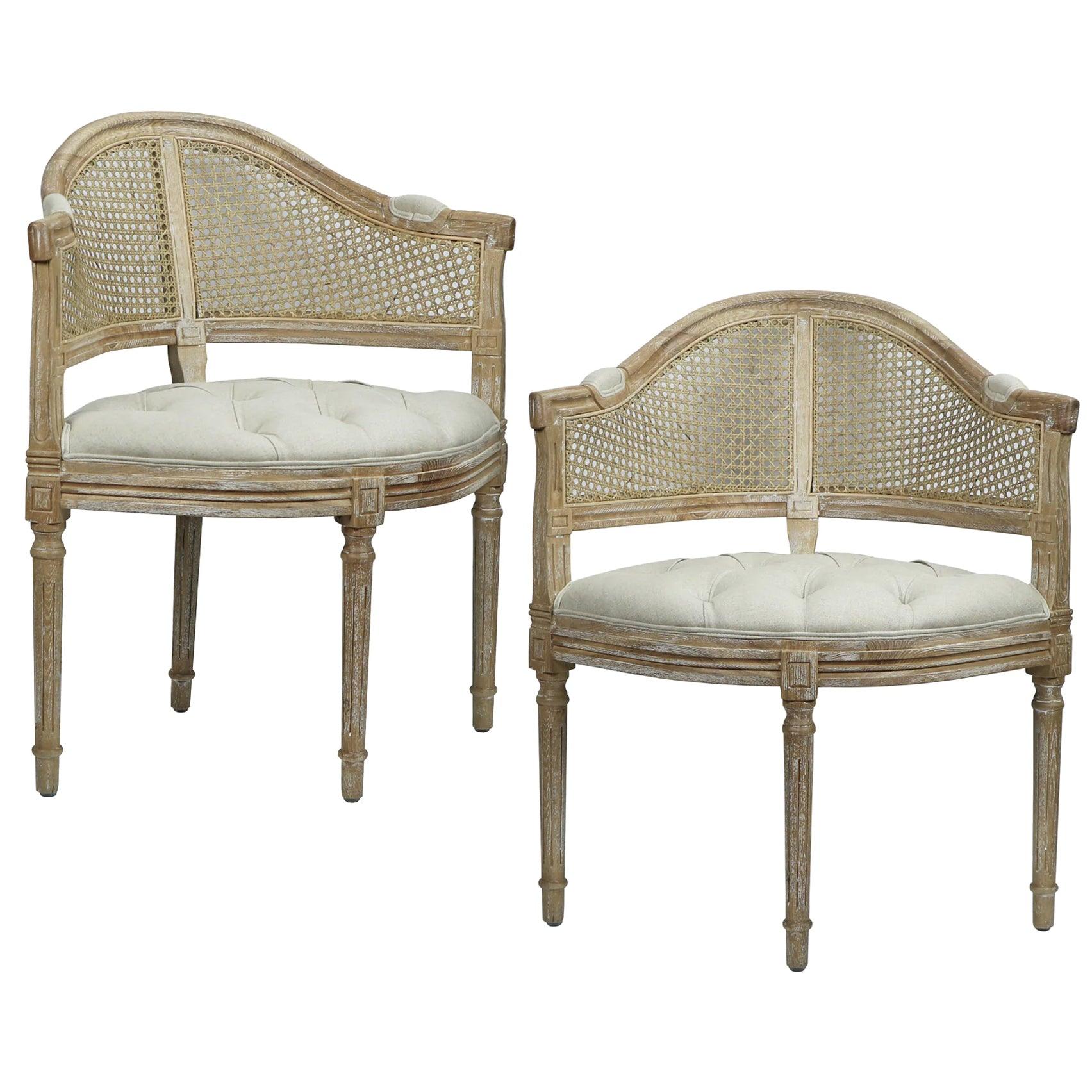 Curved Cane Back Corner Chairs - Set of 2 - Belle Escape
