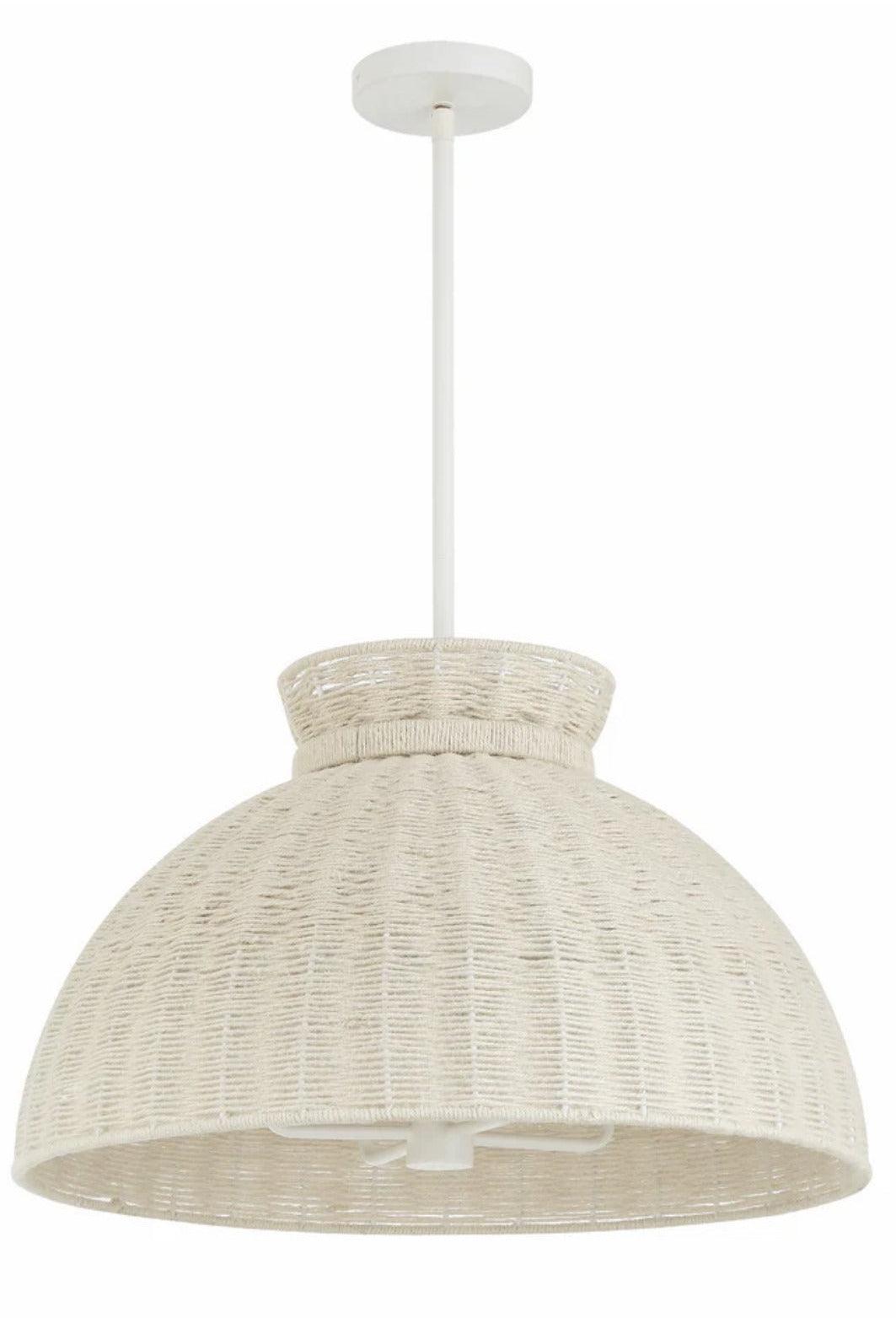 White Woven Jute Dome Pendant