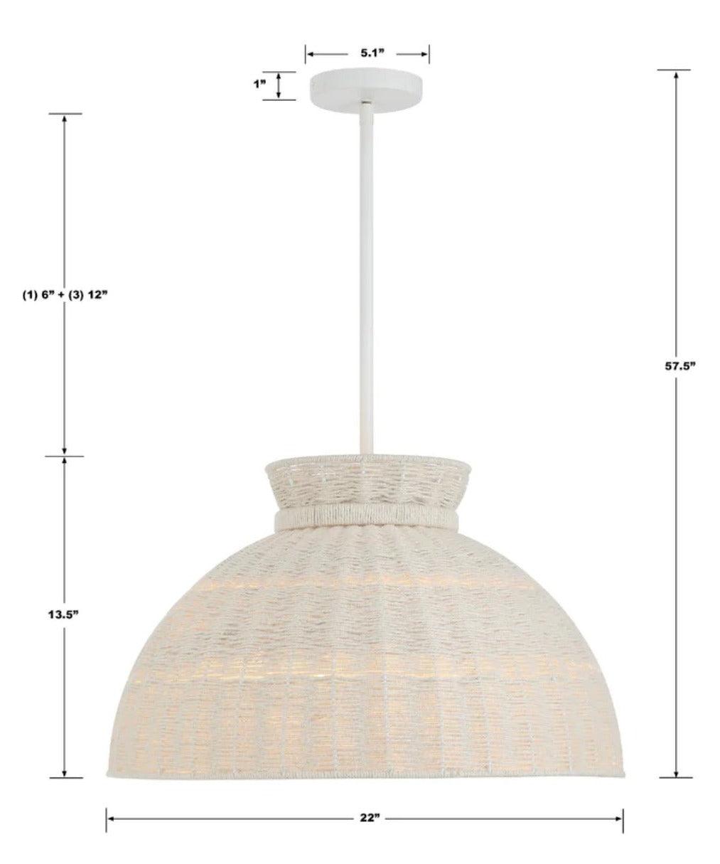 White Woven Jute Dome Pendant