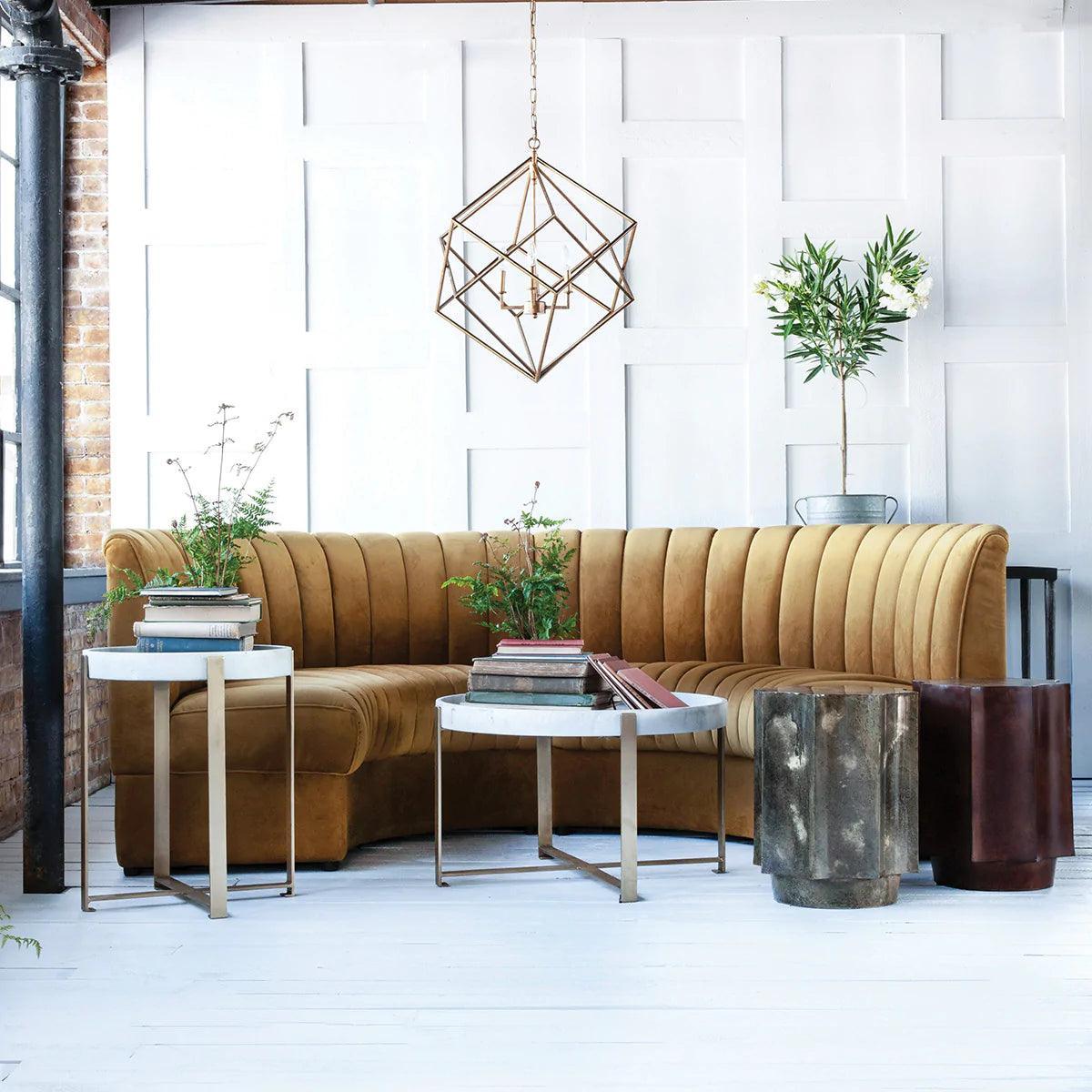 Art Deco Demilune Yellow Sofa - Belle Escape