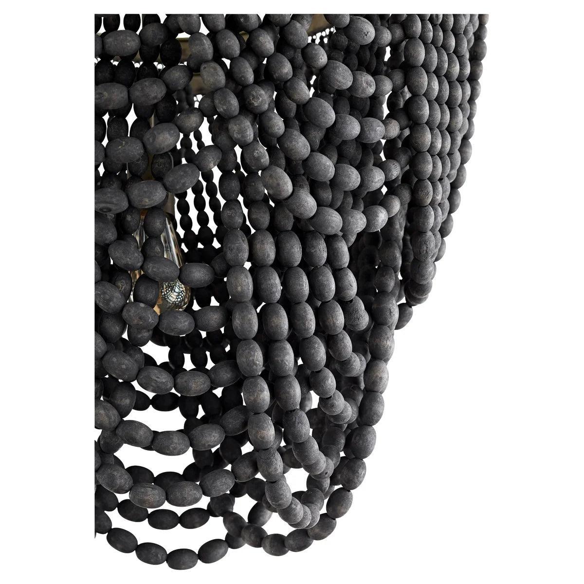 Black Wood Bead Boho Chandelier - Belle Escape