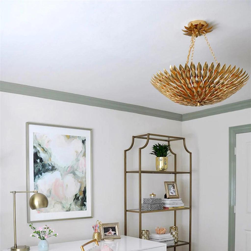 Gold Leaf Broche Chandelier - Belle Escape