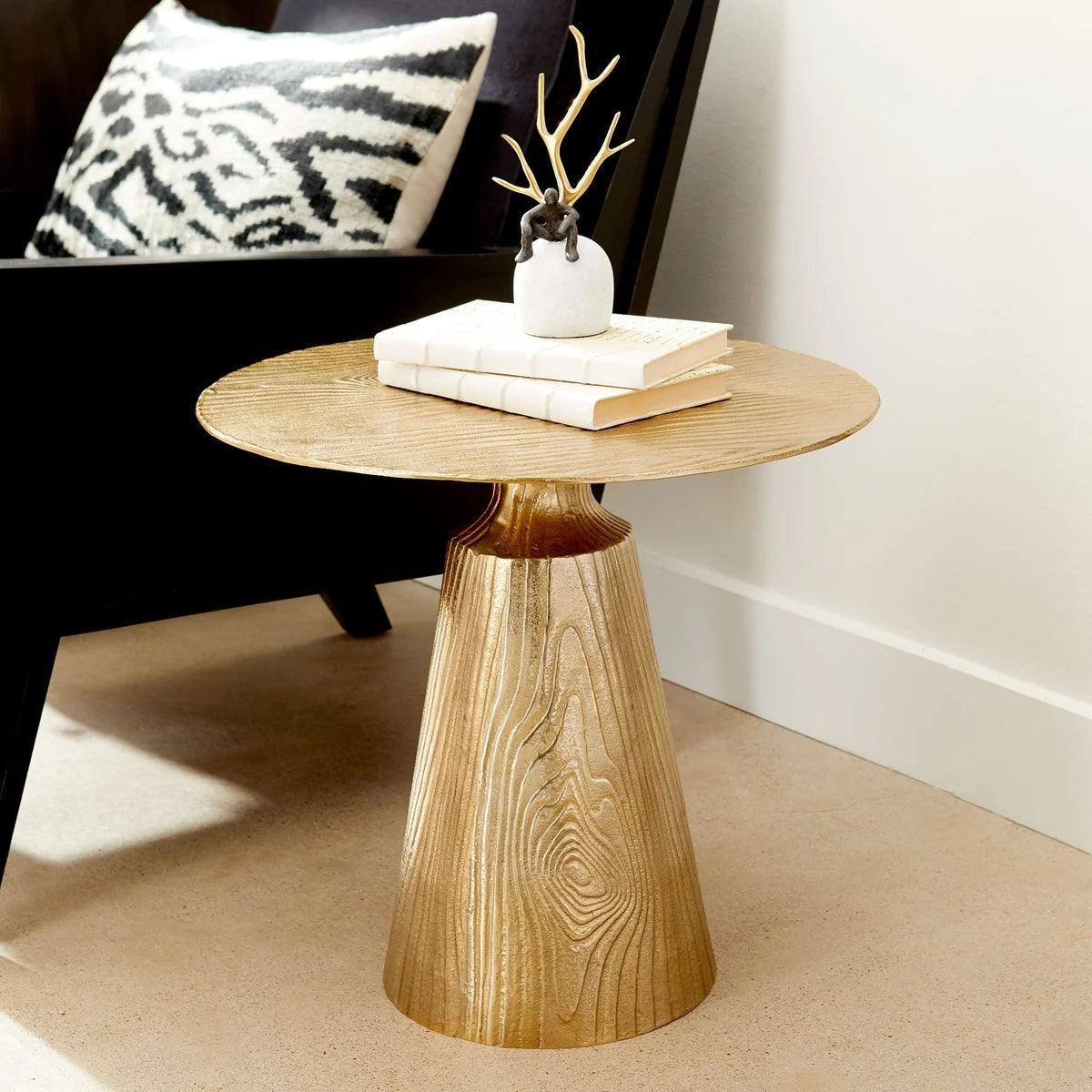 Golden Faux Tree Trunk Side Table - Belle Escape