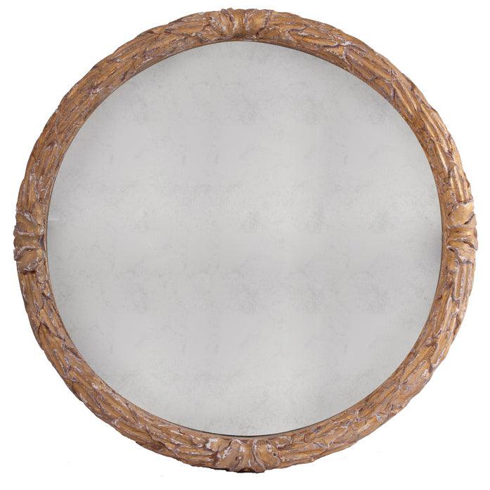 Aged Gold Leaf Carved Mirror - Round - Belle Escape