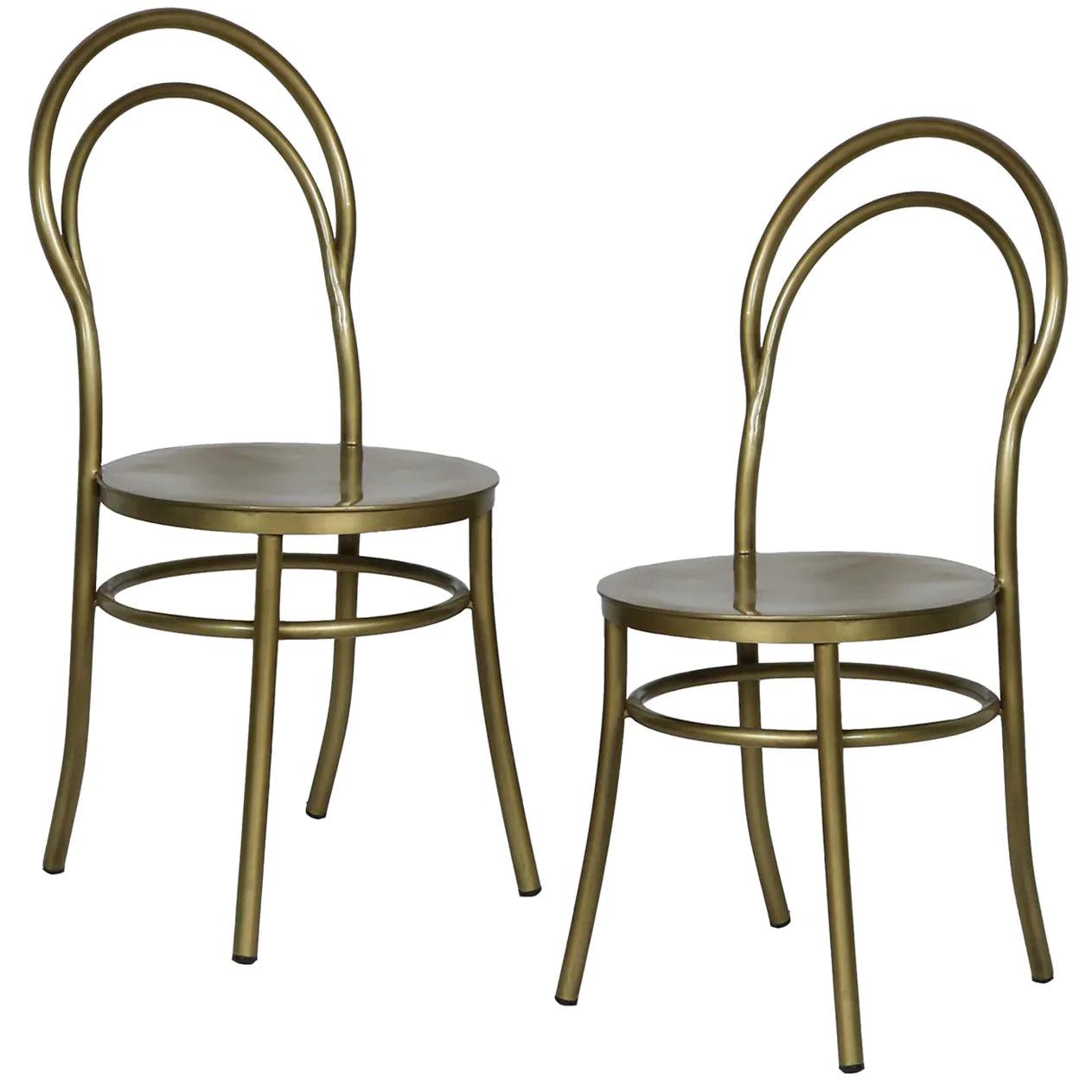 Metz Brass Bistro Chairs - Pair - Belle Escape