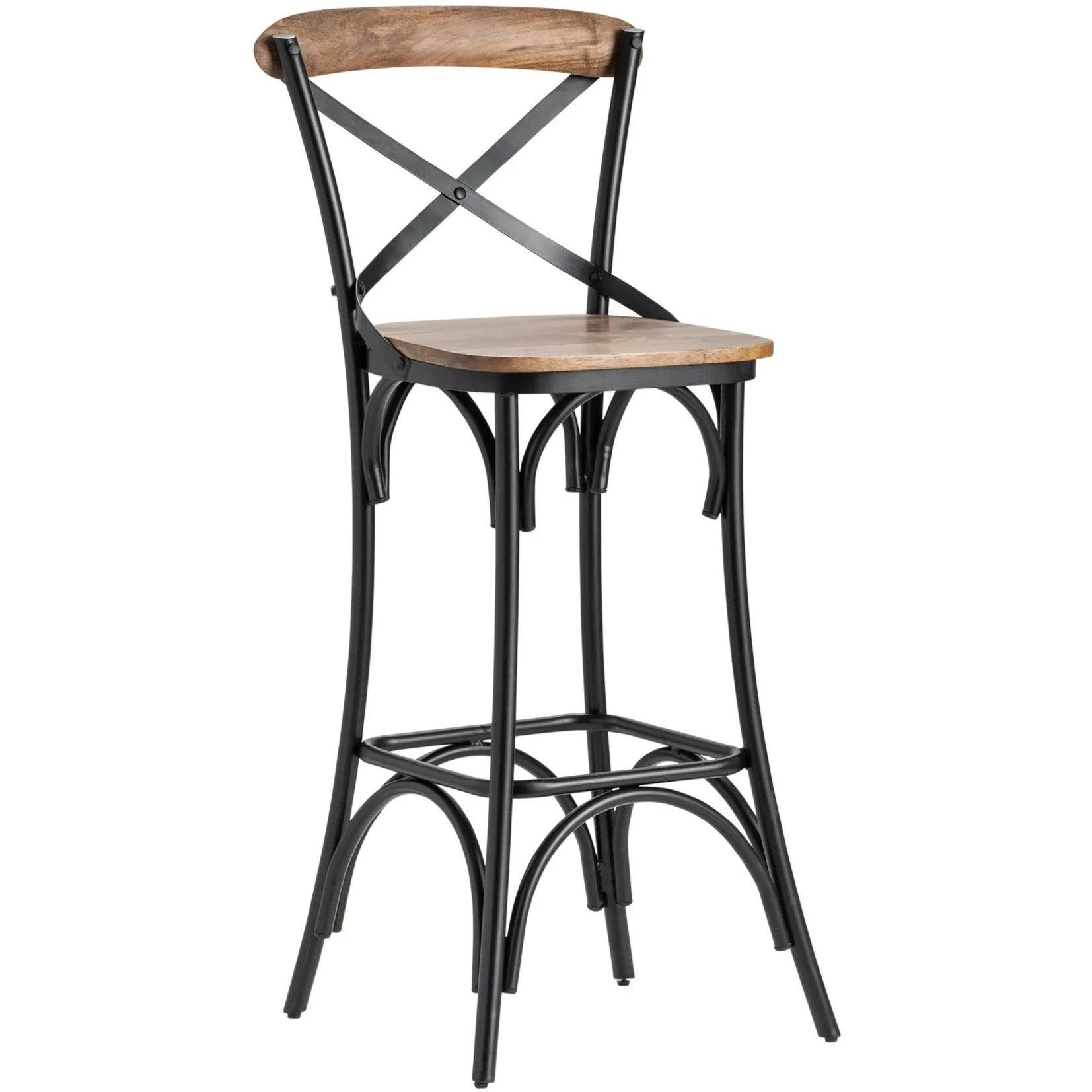 Vigneault Wood & Metal Industrial Counter Stool - Belle Escape