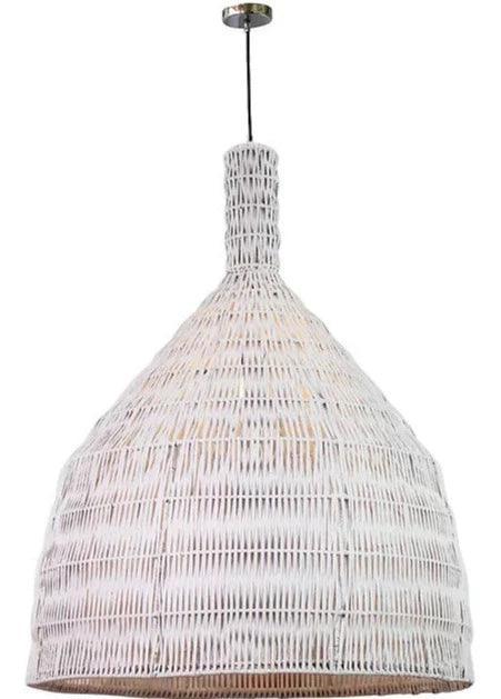 White Rattan Coastal Cottage Chandelier