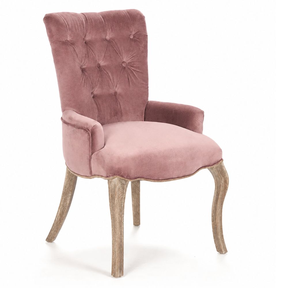Rose Tufted French Cabriole Dining Chair