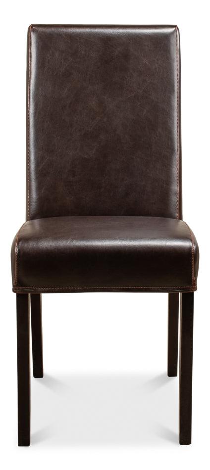 Brown Leather Milano Side Chairs - Set of 2