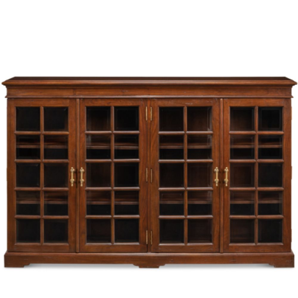 French Country Paned Glass Door Walnut Buffet