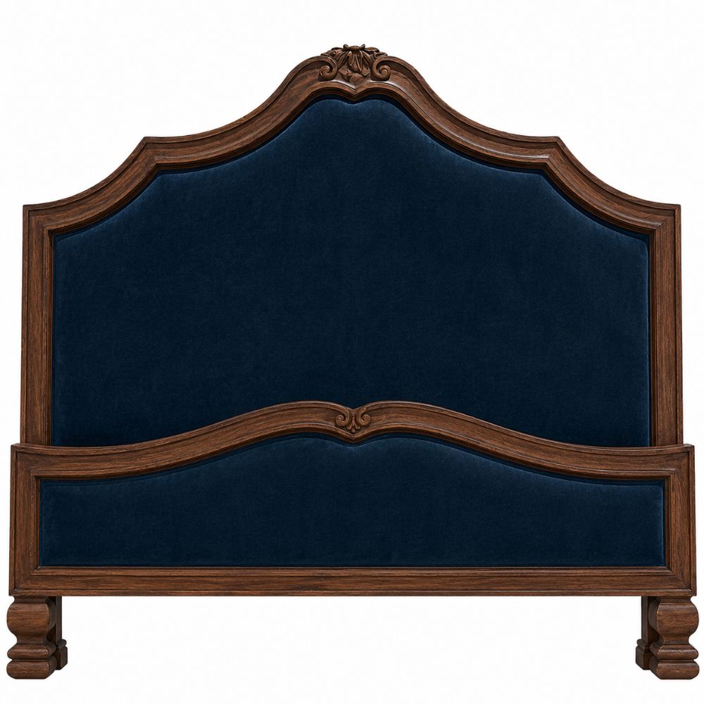 French Country Blue Velvet Bed