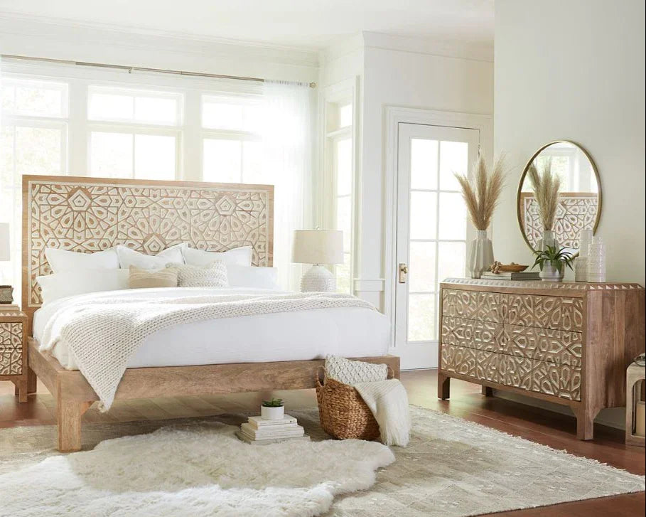 boho white dresser Desert Fields Eclectic Boho 6-Drawer Dresser, Soft White