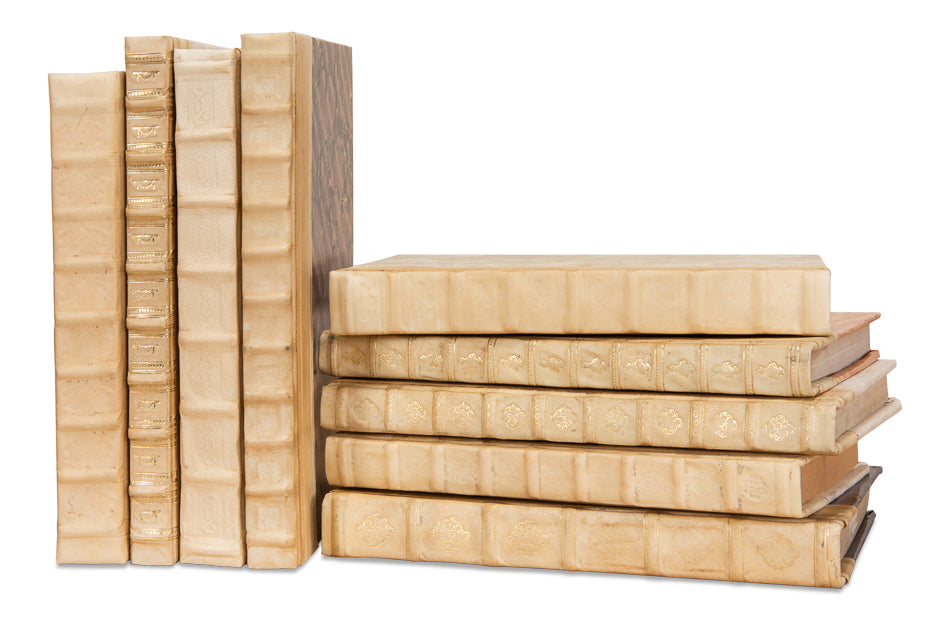 Hand-Bound Ivory Decorative Books, Set of 12