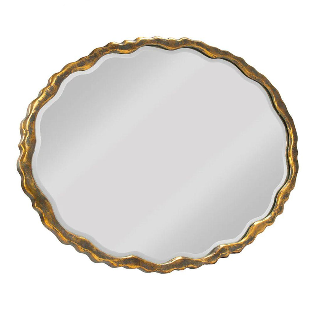Oval gold scalloped frame mirror in French country style