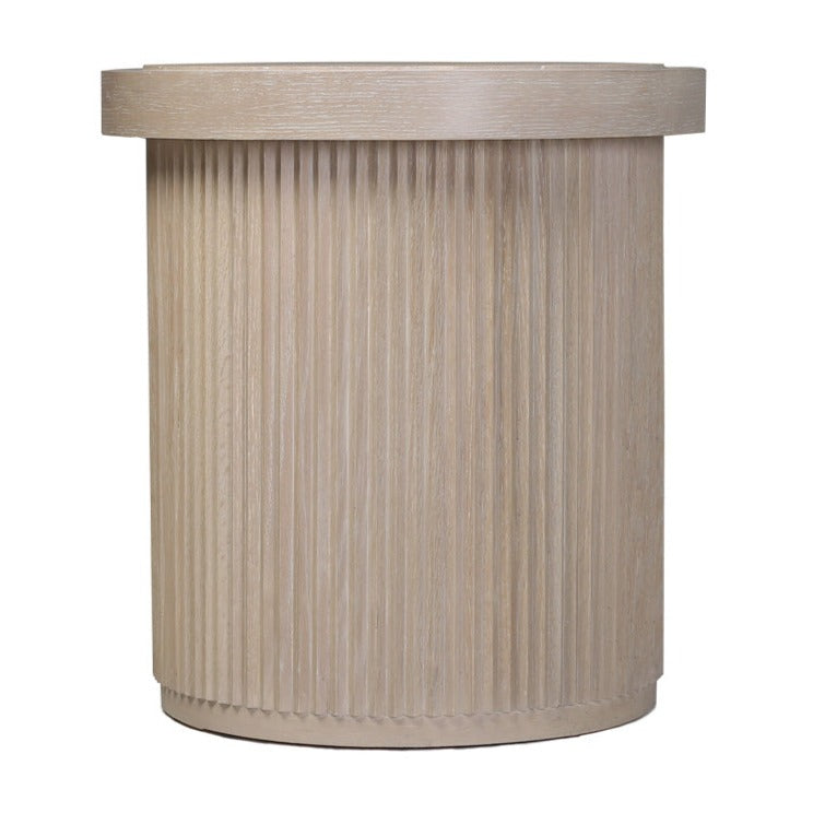 Ribbed Travertine Top Side Table