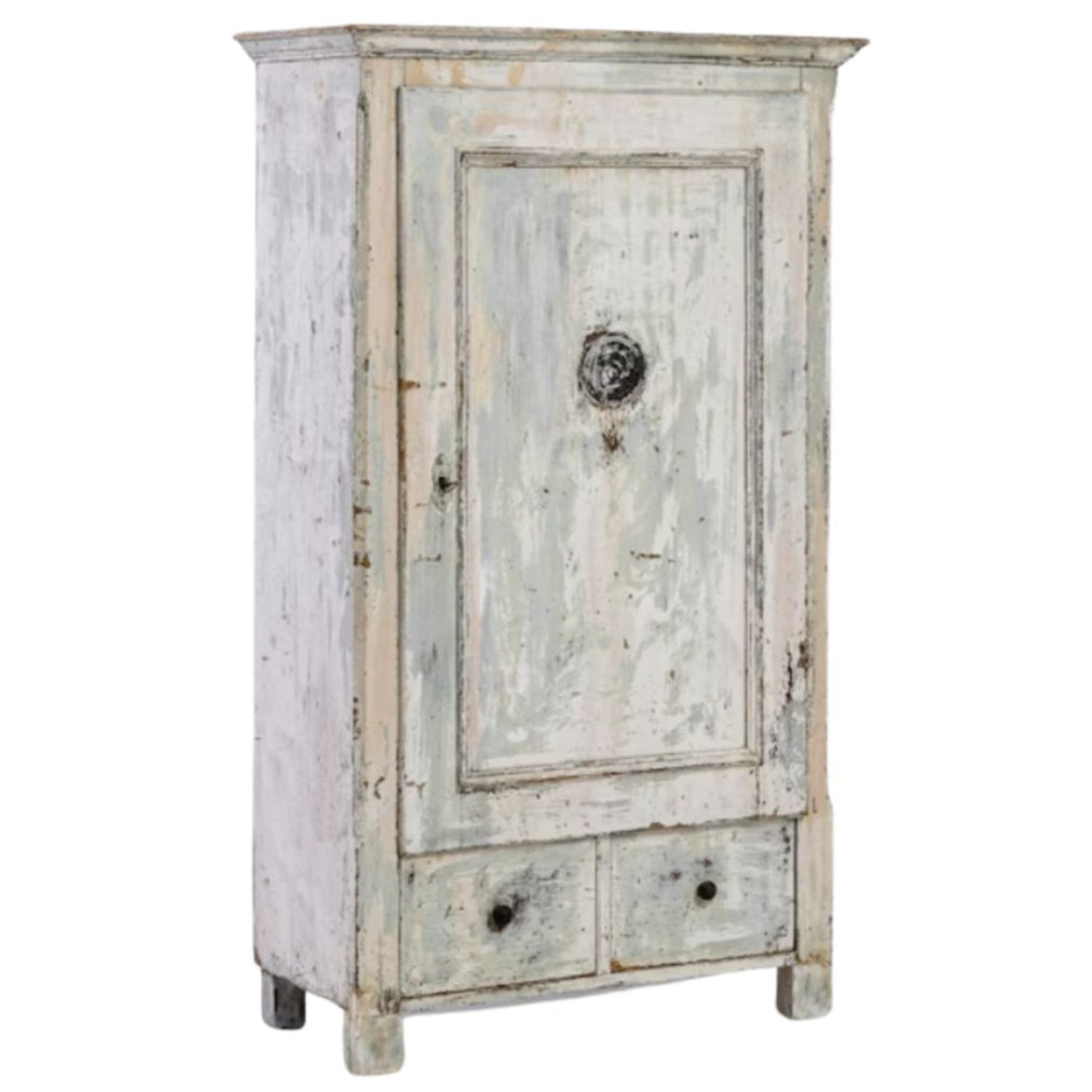 European White and Gray-Blue Patinated Cabinet, Crica 1850