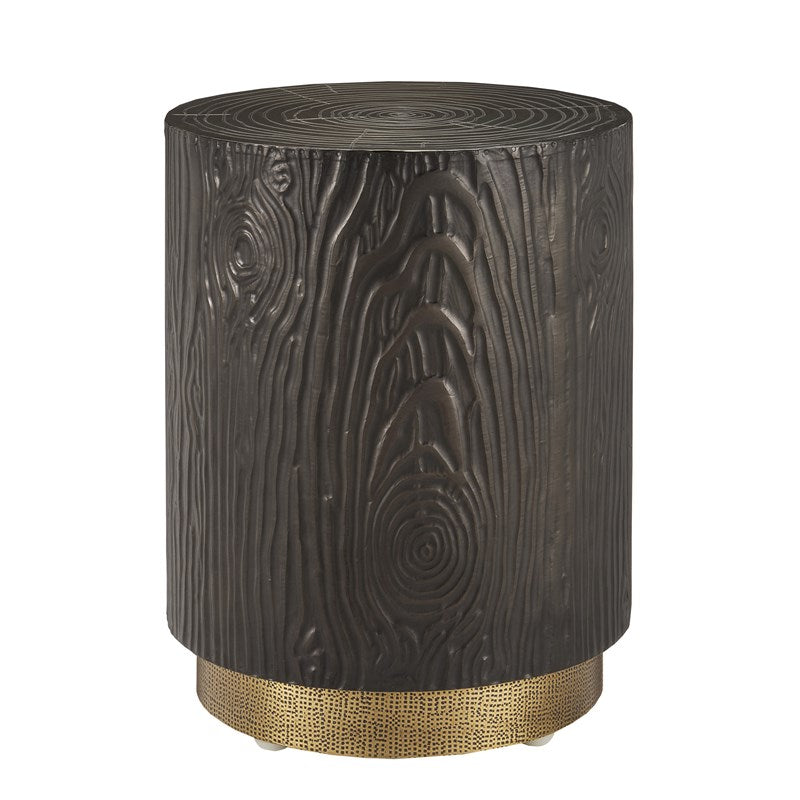 Modern Wood Grain Metal Accent Table