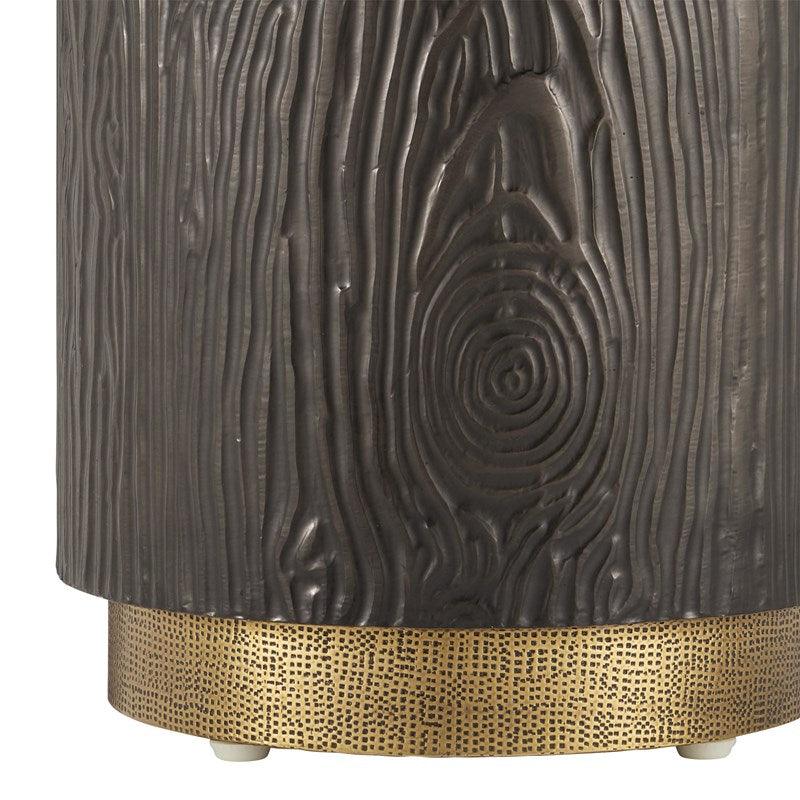 Modern Wood Grain Metal Accent Table