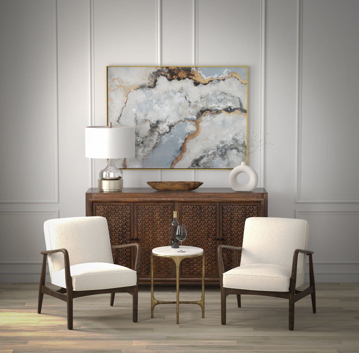 Martini White Marble Accent Table