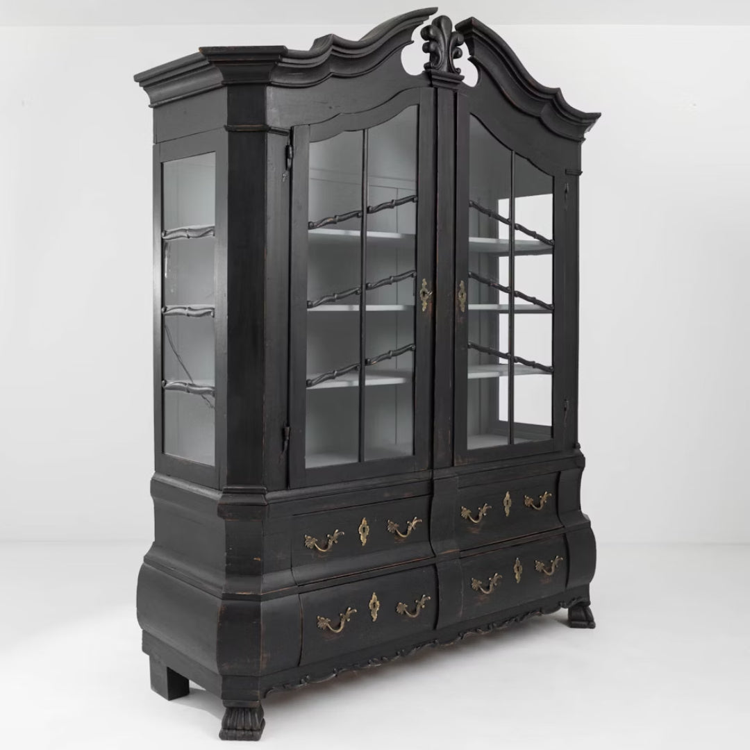 Wilhelm Regal Black Glass Front Cabinet, Circa 1820