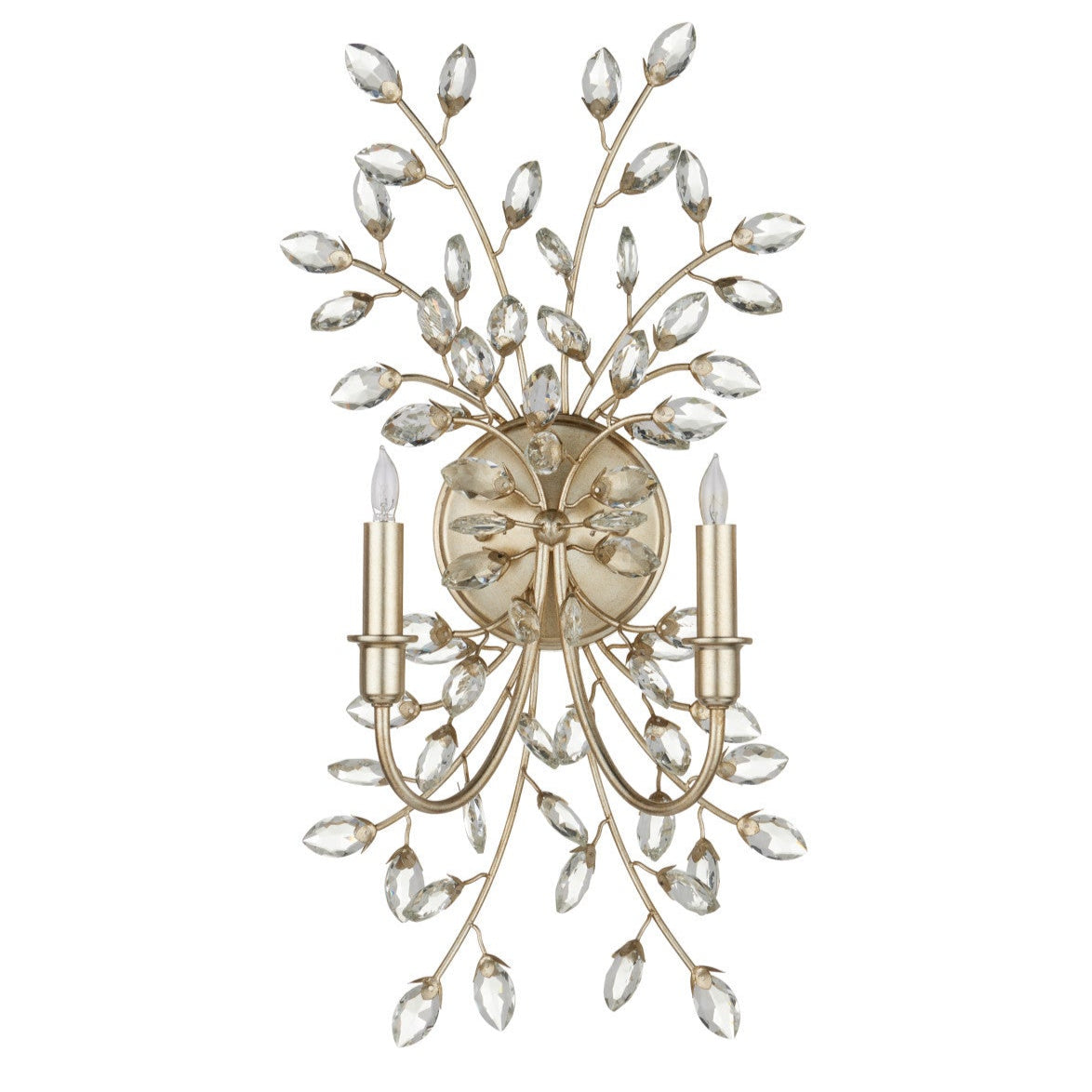 Crystal Leaf Gold Sconce