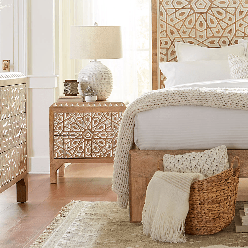 Indy Boho Natural White Nightstand Indy Boho Natural White Nightstand