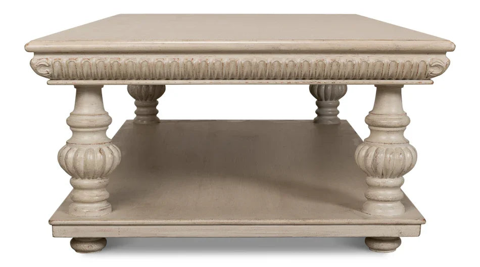 Taupe Carved Coffee Table
