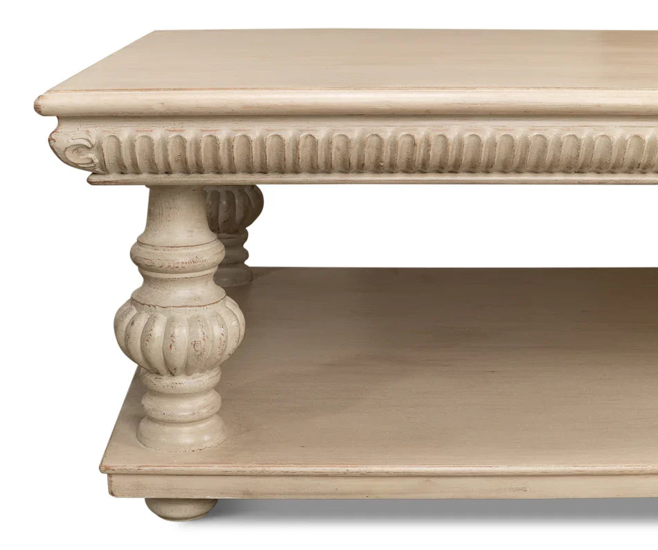 Taupe Carved Coffee Table
