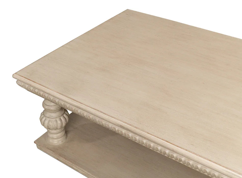 Taupe Carved Coffee Table