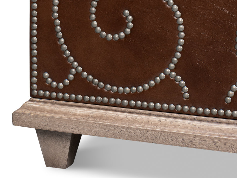 Equestrian Leather Nail Studded Door Chest