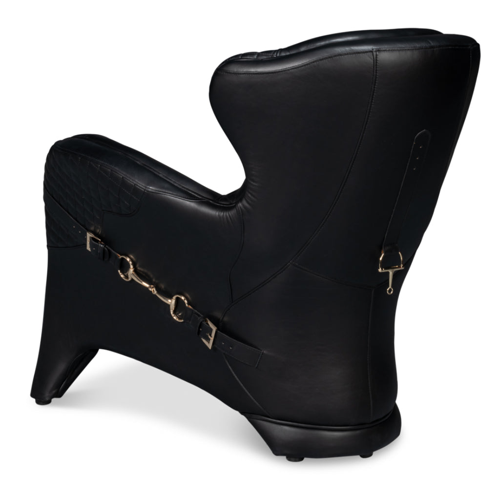 Luxe Black Leather Accent Chair