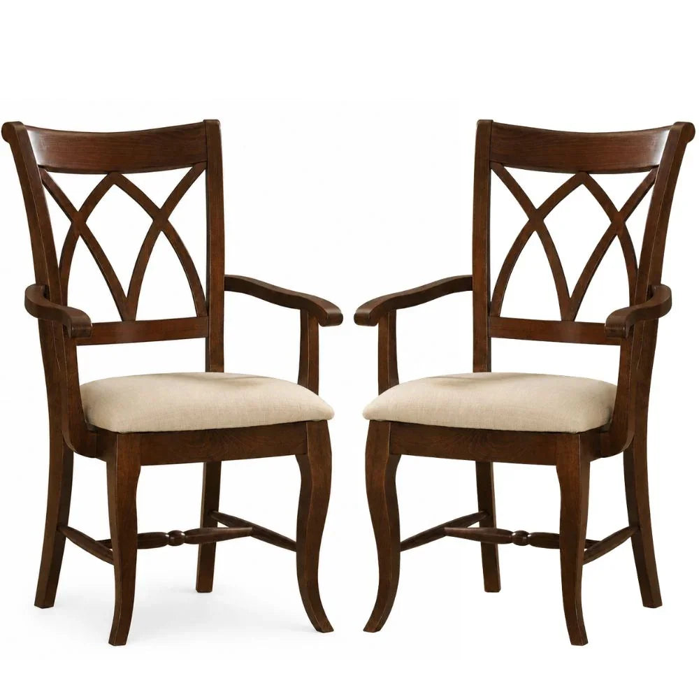 Upholstered Lattice Back Solid Wood Dining Chair