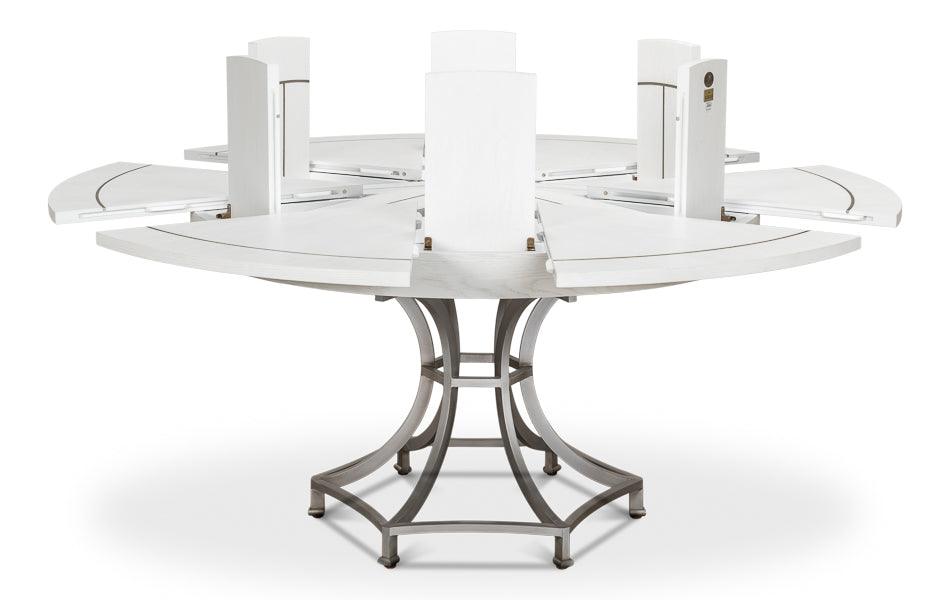White Sunset Jupe Dining Table, Expands 54-70"