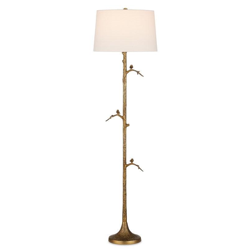 Perched Birds Brass Floor Lamp