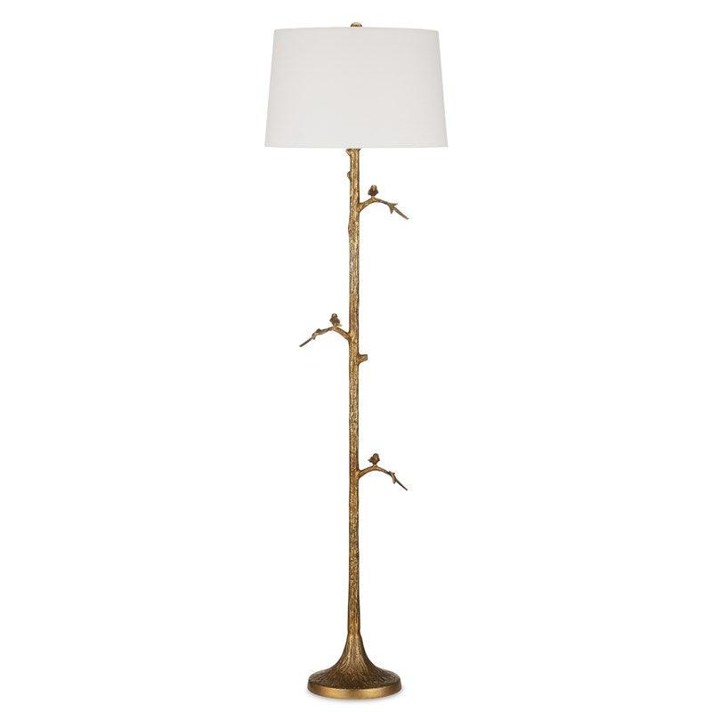 Perched Birds Brass Floor Lamp