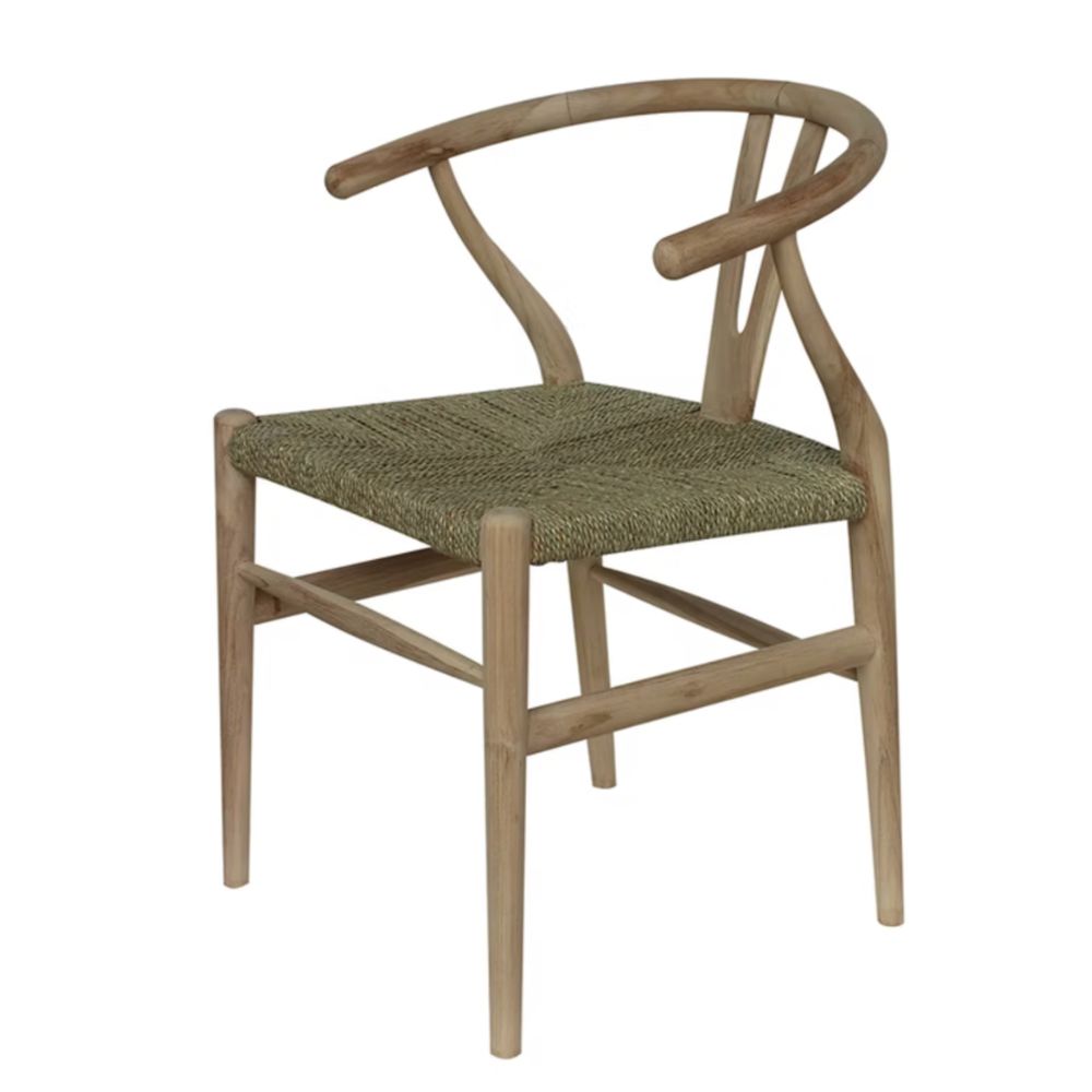 Aged Brown Wishbone Rush Seat Counter Stool