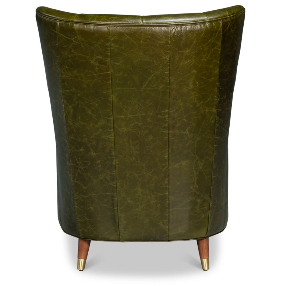 Alistair Mid-Century Green Tufted Arm Chair