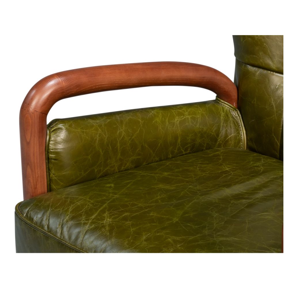 Alistair Mid-Century Green Tufted Arm Chair