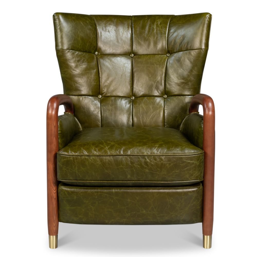 Alistair Mid-Century Green Tufted Arm Chair