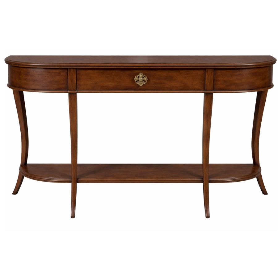 French Stain Allure Curved Demilune Console Table