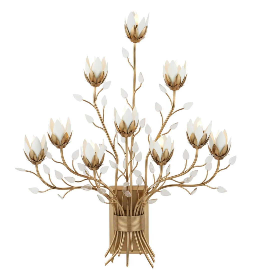 Antique Brass Floral Wall Sconce