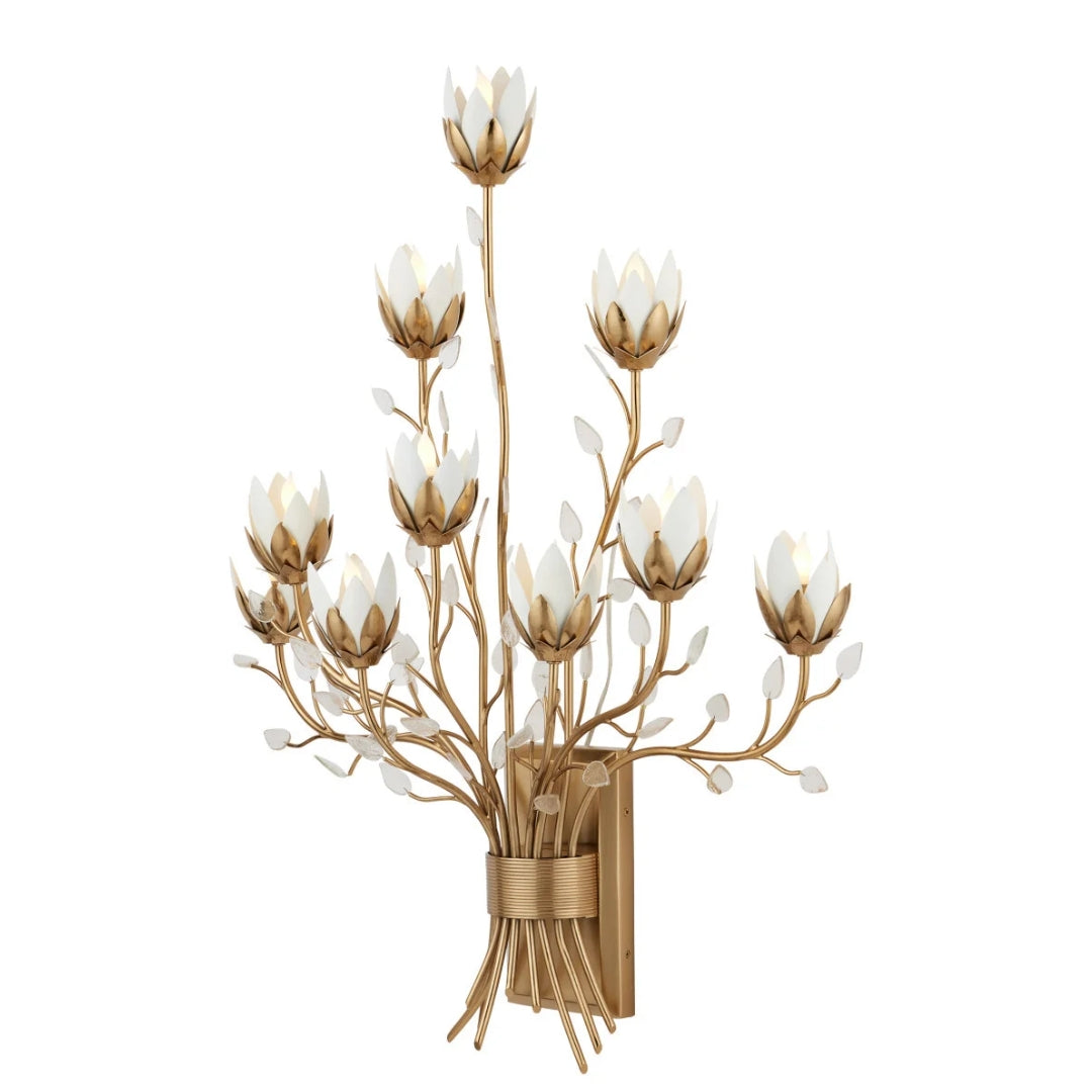 Antique Brass Floral Wall Sconce