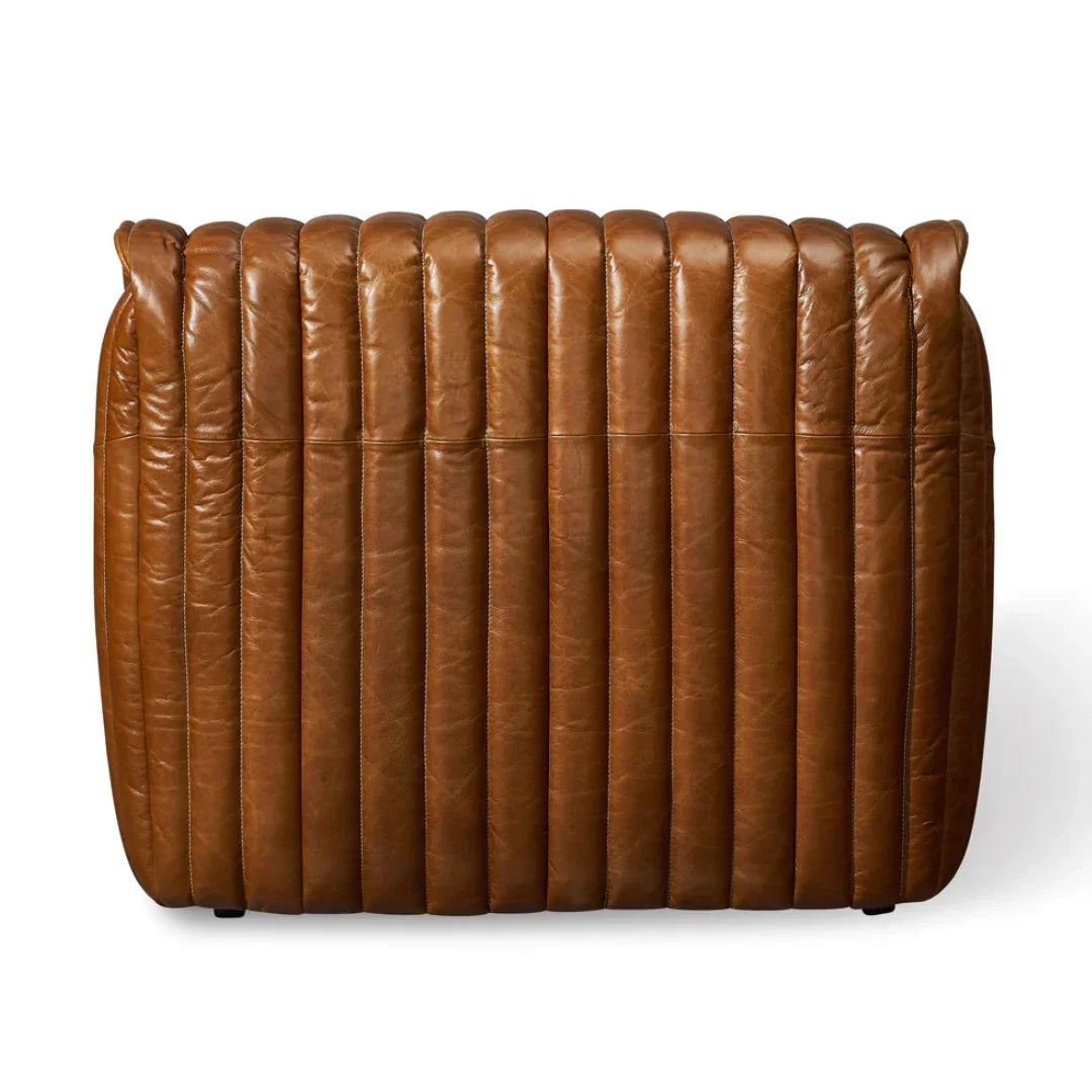 Antique Brown Vertical Tufted Leather Accent Chair