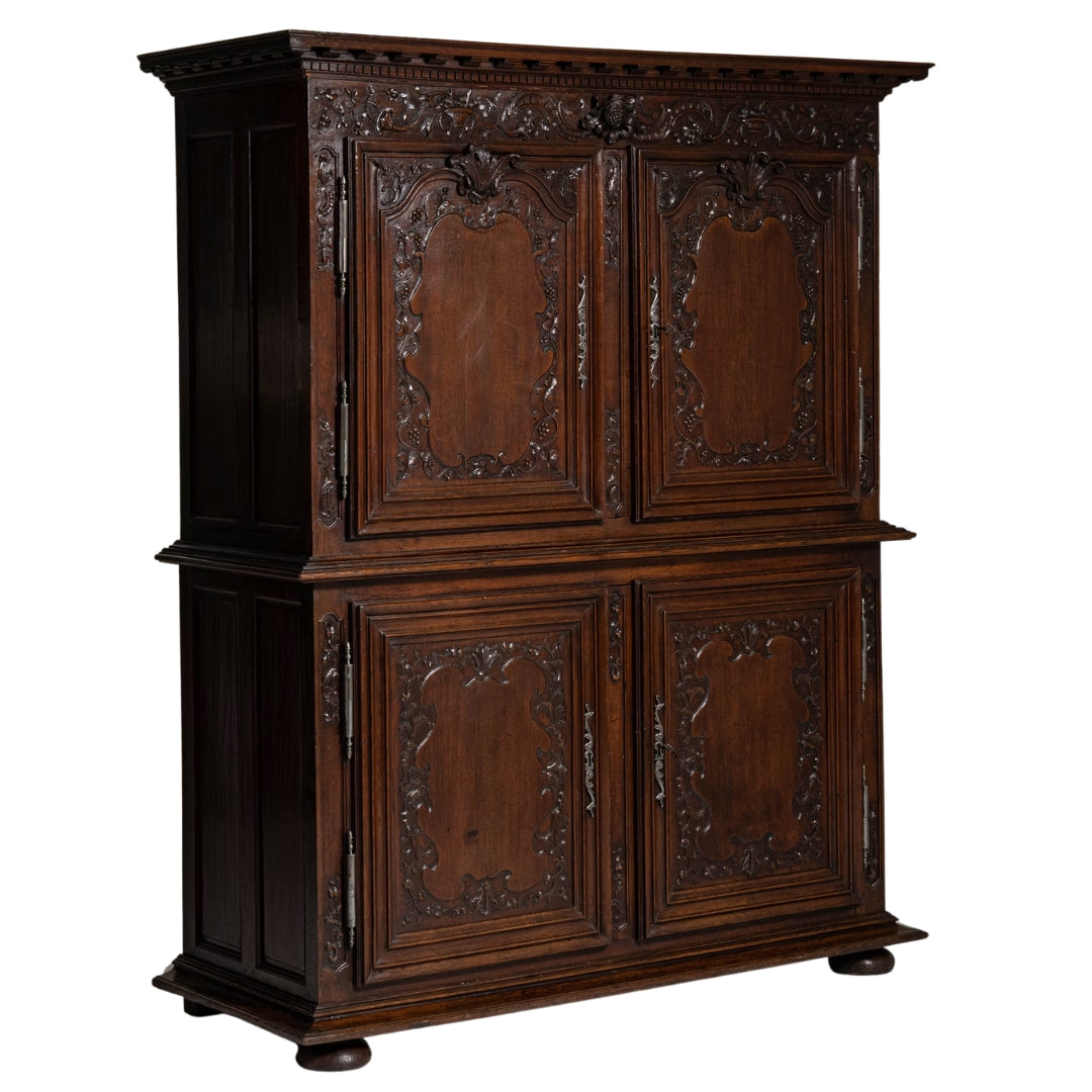 French Baroque Ornately Carved Armoire, Circa 1800